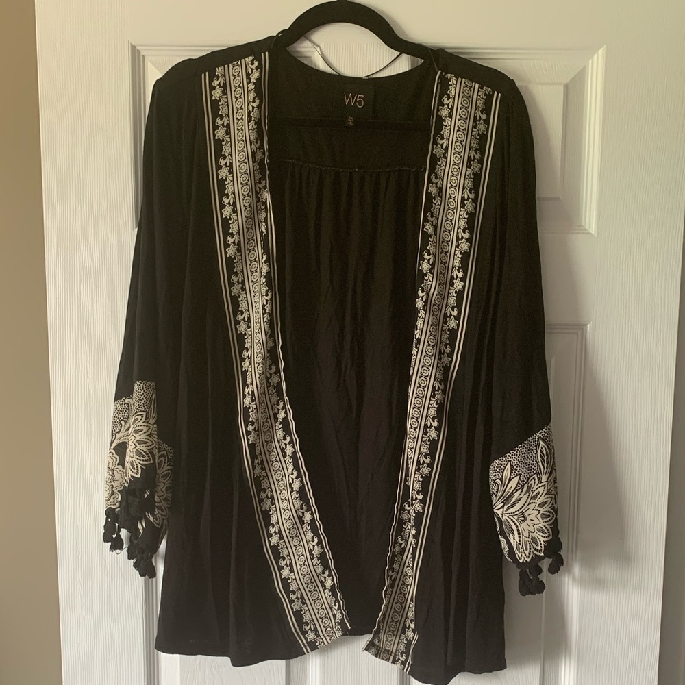 W5 Black Open Cardigan